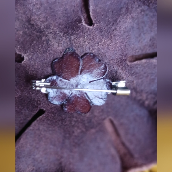 Genuine Brown Leather Green bids Camellia Brooch Flower Pin - Picture 5 of 7